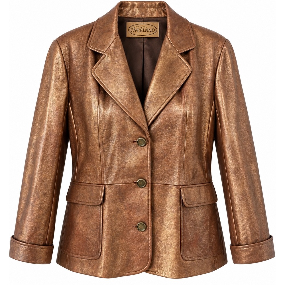Overland Metallic Bronze Genuine Leather Blazer – Women's Medium